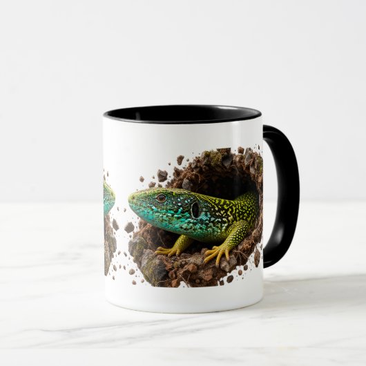 Mug Lézard vert hideux rocheux faune (Devant droit)