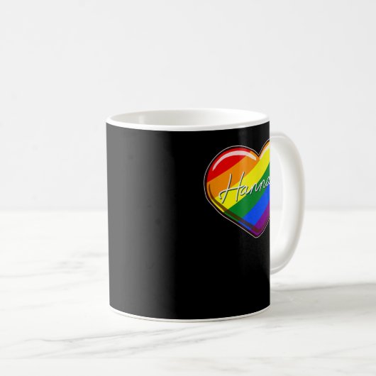 Mug LGBT Pride Heart - Prénom Hannah Rainbow Heart (Devant droit)