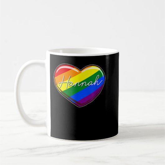 Mug LGBT Pride Heart - Prénom Hannah Rainbow Heart (Gauche)