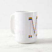 Mug LGBT Rainbow Monogramme Texte personnalisé L'amour (Devant gauche)