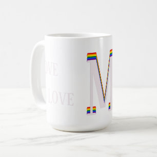 Mug LGBT Rainbow Monogramme Texte personnalisé L'amour