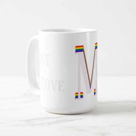 Mug LGBT Rainbow Monogramme Texte personnalisé L'amour (Devant gauche)