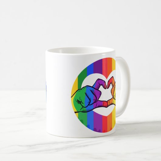 Mug LGBTQ Arc-en-ciel mains (Devant droit)