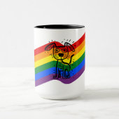 Mug LGBTQ+ Fierté Arc-en-ciel Drapeau avec mignon chie (Centre)