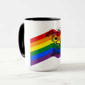 Mug LGBTQ+ Fierté Arc-en-ciel Drapeau avec mignon chie (Devant gauche)