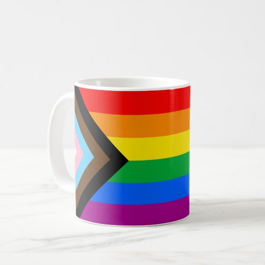 Mug LGBTQ+ Indicateur de fierté de progrès (Devant gauche)
