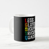 Mug LGBTQ Legs Glutes Biceps Triceps Quads Gym amusant (Devant gauche)