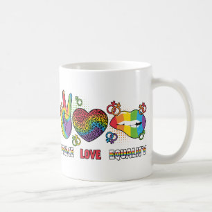 Mug LGBTQ - Paix, Amour, Égalité - Couleurs Arc-en-cie