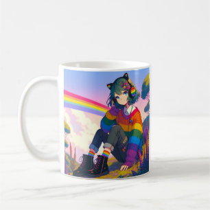 Mug LGBTQIA+ Anime Girl Lesbian Pride Personnalisée