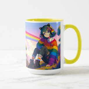 Mug LGBTQIA+ Anime Girl Lesbian Pride Personnalisée