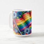 Mug LGBTQIA+ Drapeaux de fierté, Arcs-en-ciel, Fleurs (Devant gauche)