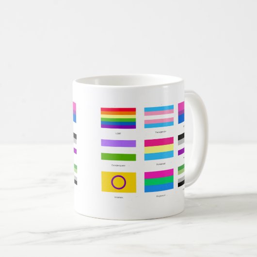 Mug LGBTQIA Pride 9 x DRAPEAUX Rainbow Awareness Chic (Devant droit)