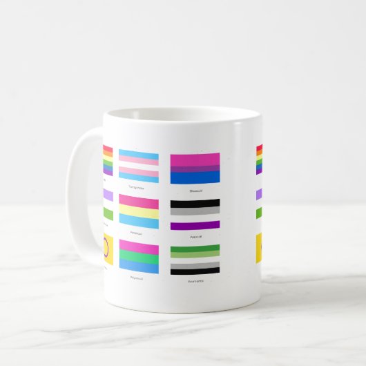 Mug LGBTQIA Pride 9 x DRAPEAUX Rainbow Awareness Chic (Devant gauche)