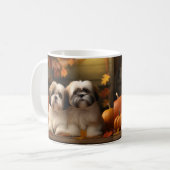 Mug Lhasa Apso Chiot Automne Citrouille de plaisir (Devant gauche)