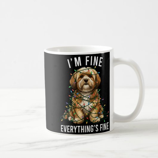 Mug Lhasa Apso Christmas I'm Fine Everything Is Fine (Droite)