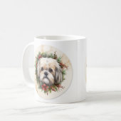Mug Lhasa Apso Christmas Wreath Festive Pup (Devant gauche)