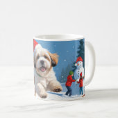 Mug Lhasa Apso coule en neige avec le Casquette de Noë (Devant droit)