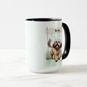Mug Lhasa Apso Watercolor Personalized Dog (Devant droit)