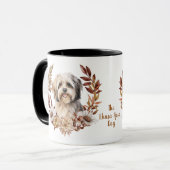 Mug Lhassa Apso Chien Automne Wreath (Devant gauche)
