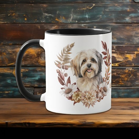 Mug Lhassa Apso Chien Automne Wreath