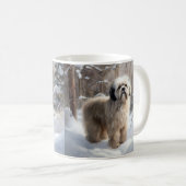 Mug Lhassa Apso Laisse Neige Noël (Devant droit)