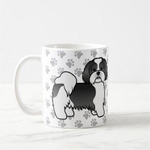 Mug Lhassa Apso, Noir Et Blanc, Joli Chien De Caricatu