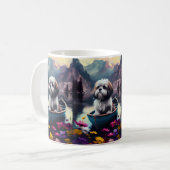 Mug Lhassa Apso sur une rame : une aventure Pittoresqu (Devant gauche)