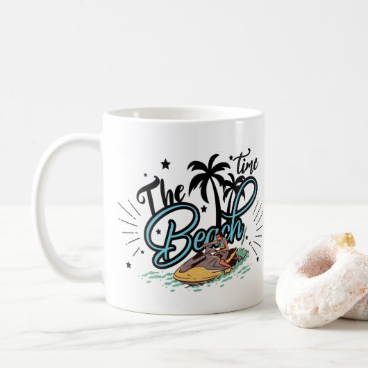 Mug L'Heure De La Plage, Surf Sur La Plage (Avec donut)