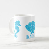 Mug L'hippocampe et le coquillage bleus ajoutent la (Devant gauche)