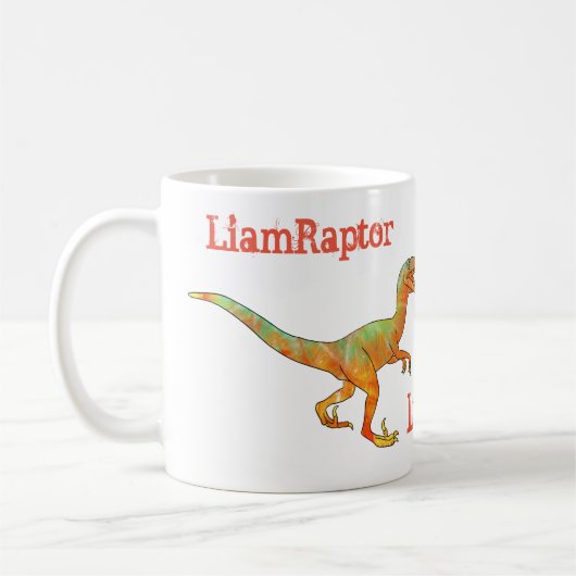 Mug Liam Raptor Effrayer Velociraptor Dinosaur Funny (Gauche)