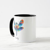 Mug Libellule Arc-en-Ciel Nom Personnalisé  (Devant gauche)