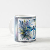 Mug Libellule bleue aquarelle botanique (Devant gauche)