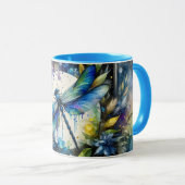 Mug Libellule bleue botanique à l'aquarelle (Devant droit)