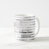Mug Libellule Bronze Bleu Rayures Argentées (Devant droit)