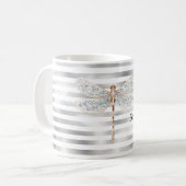 Mug Libellule Bronze Bleu Rayures Argentées (Devant gauche)