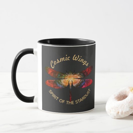 Mug Libellule Cosmique • Ailes de Galaxie et Traînées (Avec donut)