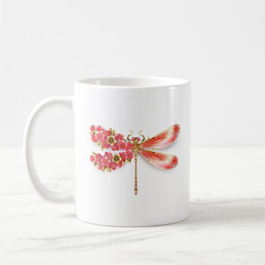 Mug libellule de fleurs avec sakura de bijoux (Gauche)