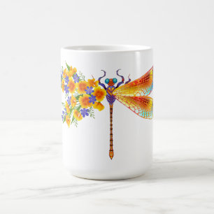 Mug libellule de fleurs jaunes