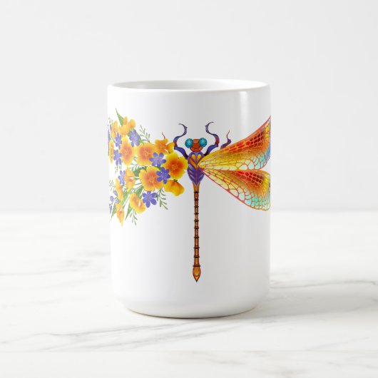 Mug libellule de fleurs jaunes (Centre)
