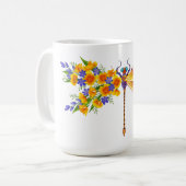 Mug libellule de fleurs jaunes (Devant gauche)