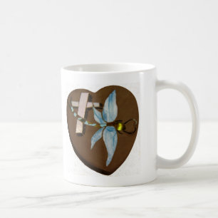 Mug Libellule en verre souillé - amour, vie, et