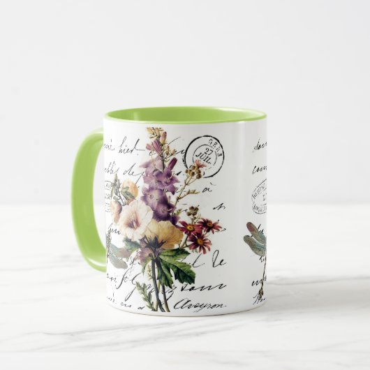 Mug libellule et fleurs (Devant gauche)