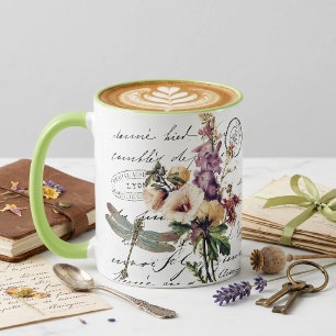 Mug Libellule et fleurs