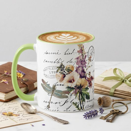 Mug Libellule et fleurs