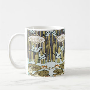 Mug Libellule et Lys Vert Sauge Vintage Art