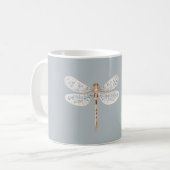 Mug Libellule grise bleue bronze blanc (Devant gauche)