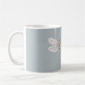 Mug Libellule grise bleue bronze blanc (Gauche)