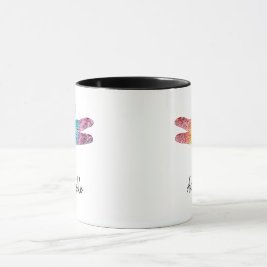 Mug Libellule magnifique d'aquarelle d'arc-en-ciel (Centre)