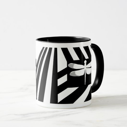 Mug Libellule noire et blanche (Devant droit)