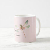 Mug Libellule rose blanche menthe (Devant droit)